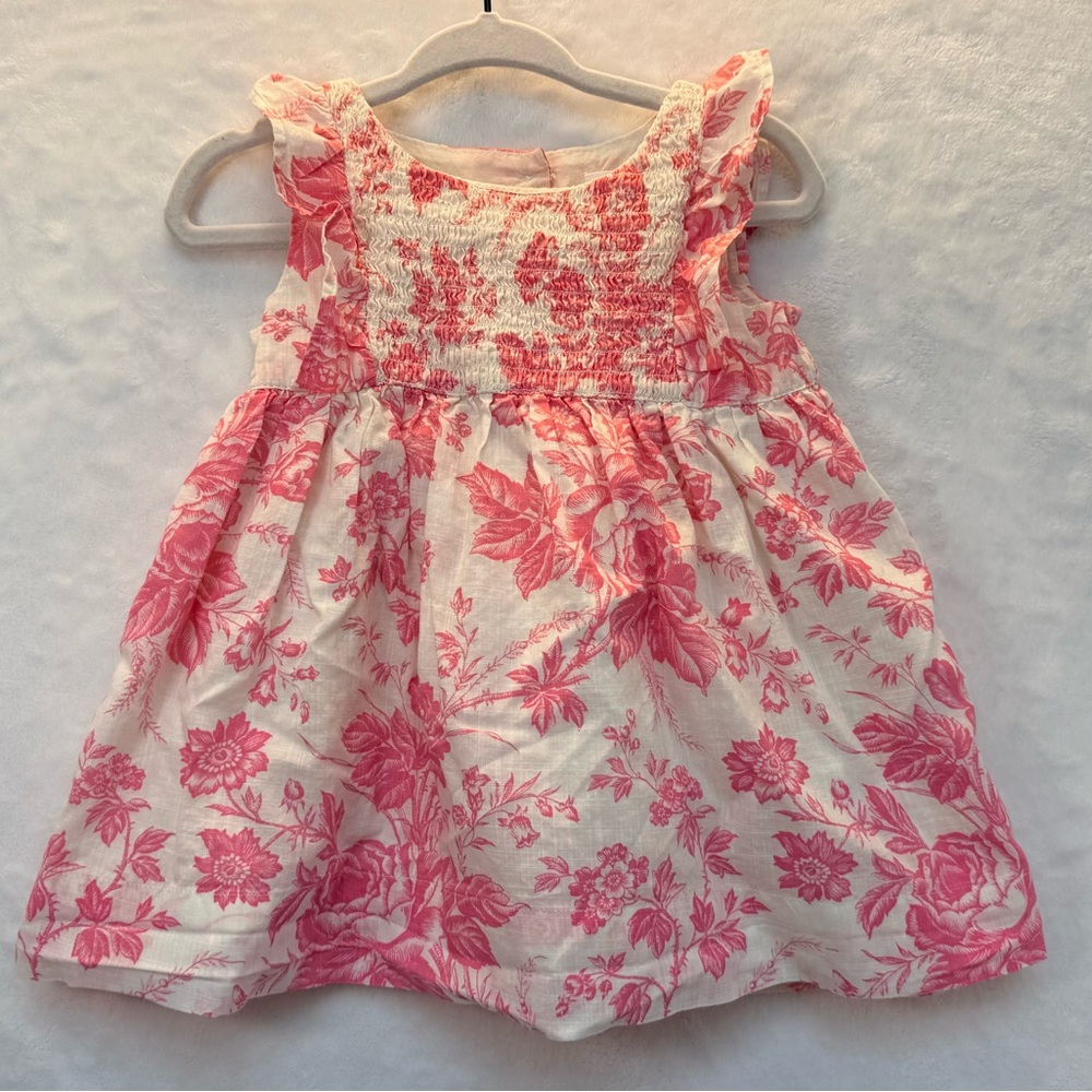 Baby GAP Girls Pink Floral Cotton Sundress 6-12 Months Sleeveless Flutter Sleeve